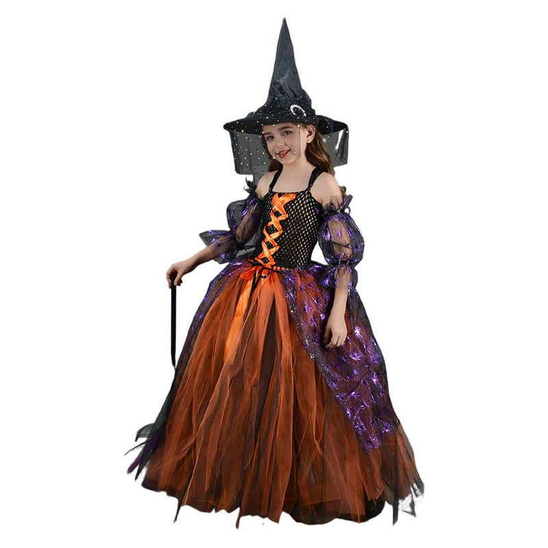 Kids Girls witch Cosplay Costume Outfits Halloween Carnival Suit