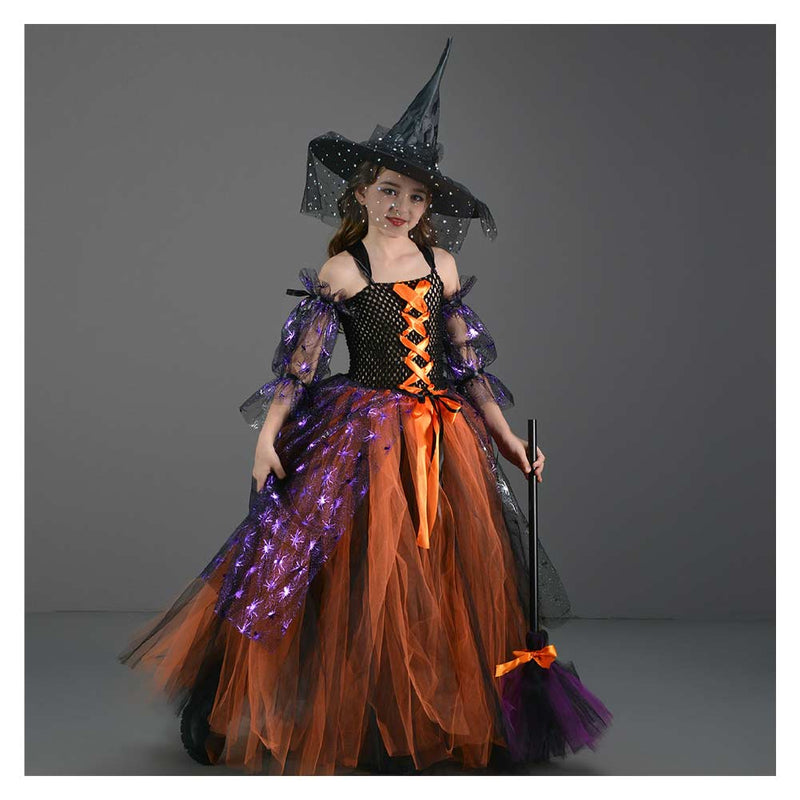 Kids Girls witch Cosplay Costume Outfits Halloween Carnival Suit