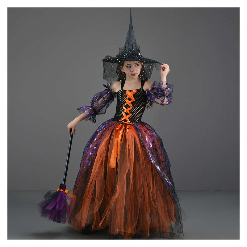 Kids Girls witch Cosplay Costume Outfits Halloween Carnival Suit