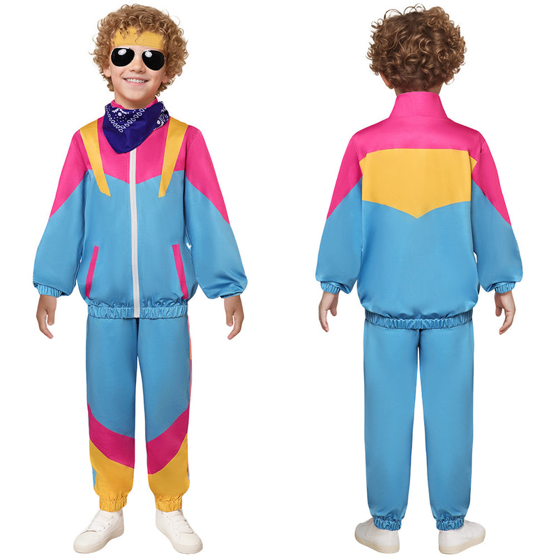 Kids Hip Hop Costume 80s Tracksuit Cosplay Costume Outfits Halloween Carnival Suit Retro Dance Sportswear