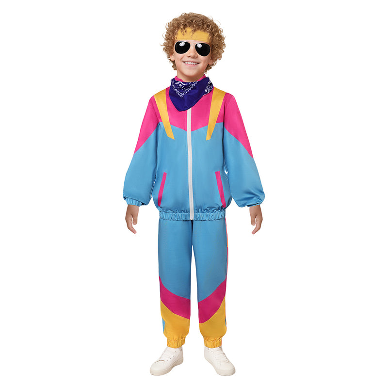 Kids Hip Hop Costume 80s Tracksuit Cosplay Costume Outfits Halloween Carnival Suit Retro Dance Sportswear