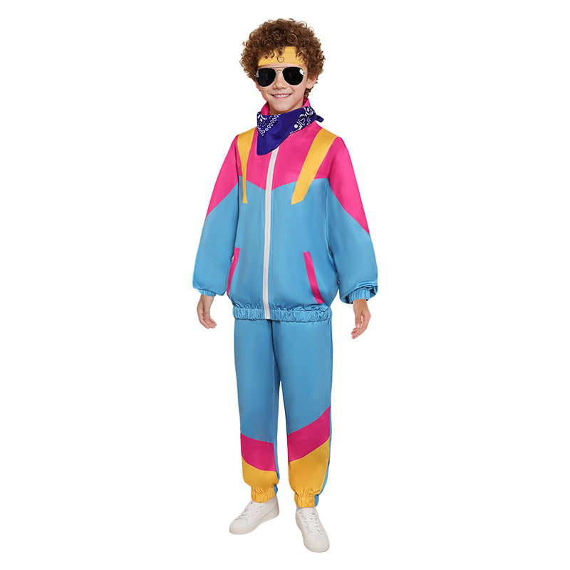 Kids Hip Hop Costume 80s Tracksuit Cosplay Costume Outfits Halloween Carnival Suit Retro Dance Sportswear