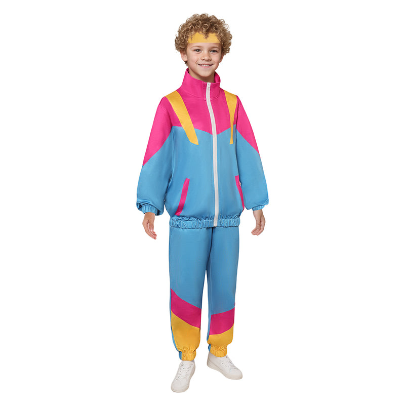 Kids Hip Hop Costume 80s Tracksuit Cosplay Costume Outfits Halloween Carnival Suit Retro Dance Sportswear