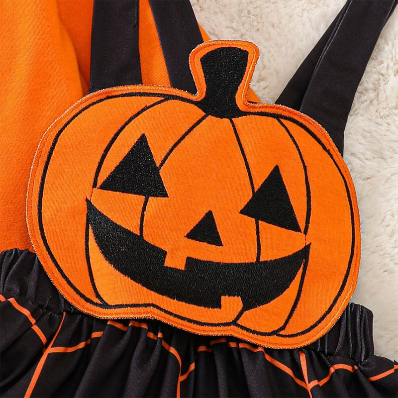 Kids Pumpkin Ghost Face Strap Skirt Cosplay Costume Outfits Halloween Carnival Suit