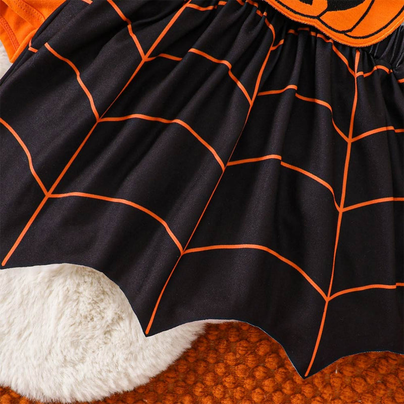 Kids Pumpkin Ghost Face Strap Skirt Cosplay Costume Outfits Halloween Carnival Suit