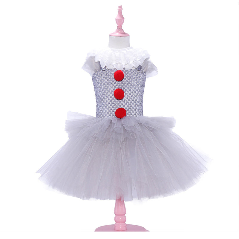 Kids Stephen King‘s It Pennywise Cosplay  Costume  Tutu Dress Halloween Carnival Suit