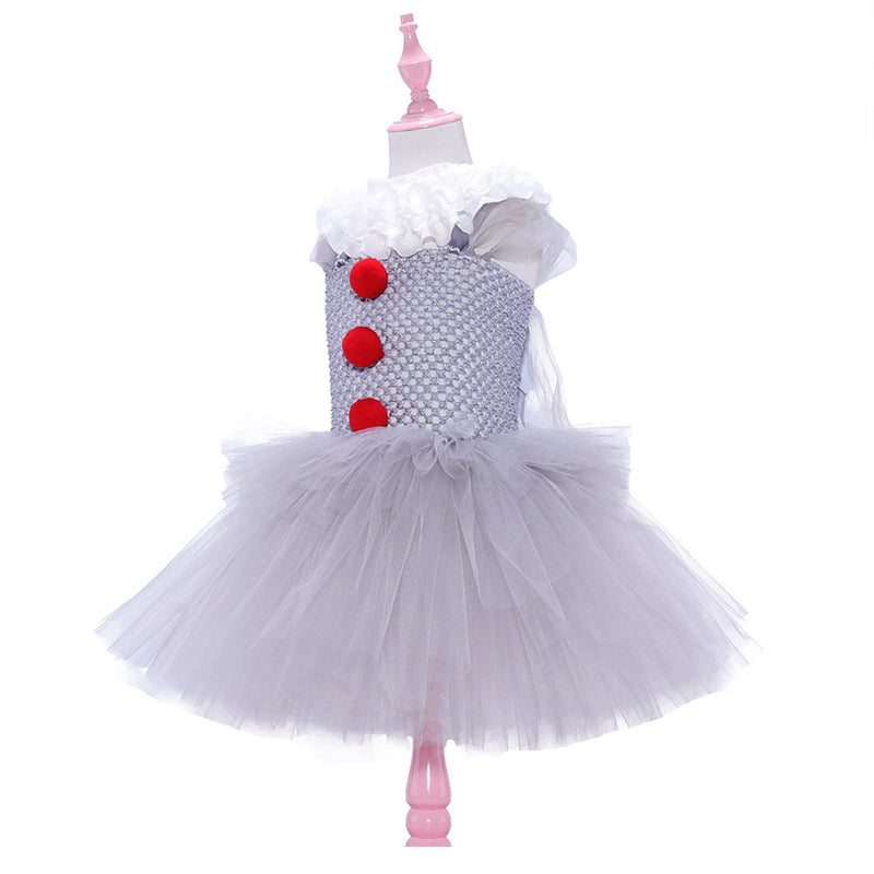 Kids Stephen King‘s It Pennywise Cosplay  Costume  Tutu Dress Halloween Carnival Suit