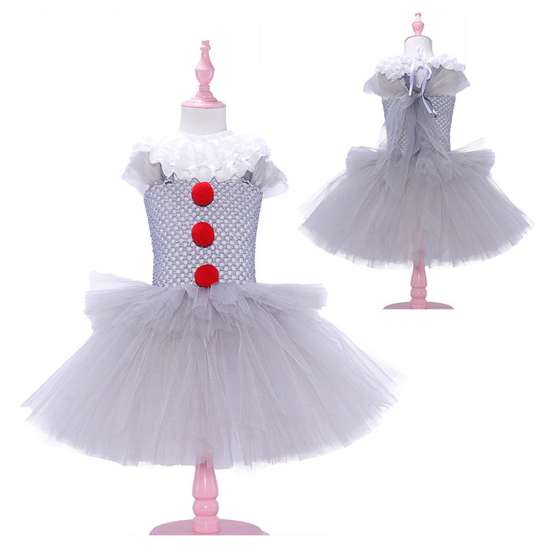 Kids Stephen King‘s It Pennywise Cosplay  Costume  Tutu Dress Halloween Carnival Suit