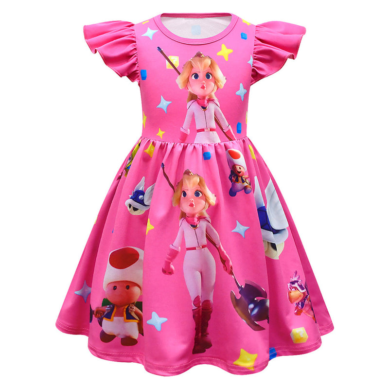 Kids The Super Mario Bros peach Cosplay Costume Dress Halloween Carnival Party Disguise Suit