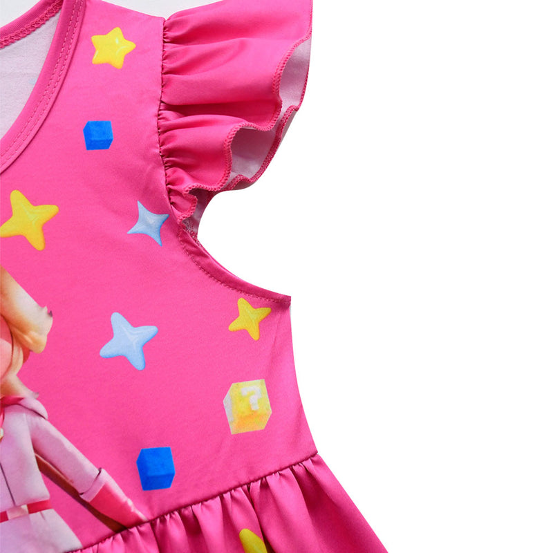 Kids The Super Mario Bros peach Cosplay Costume Dress Halloween Carnival Party Disguise Suit