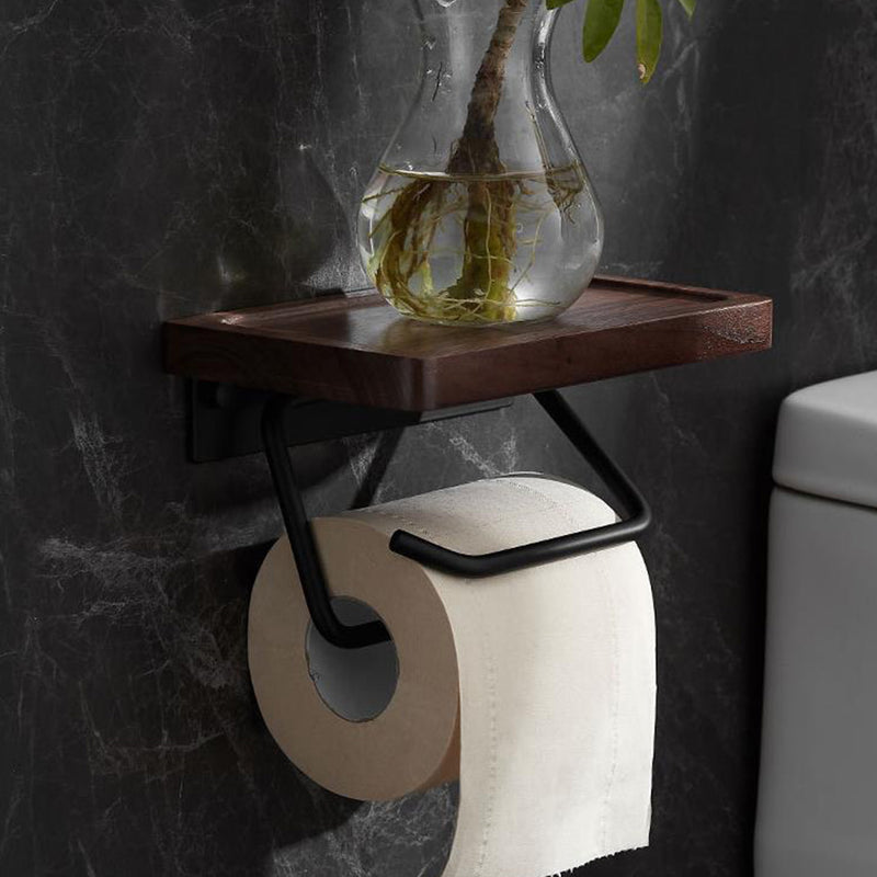 Lanzoub toilet paper bracket wooden paper roll paper shelf fashionable double toilet paper cover wall hanging mobile phone placement of small things to place natural wood holes do not need to simply i