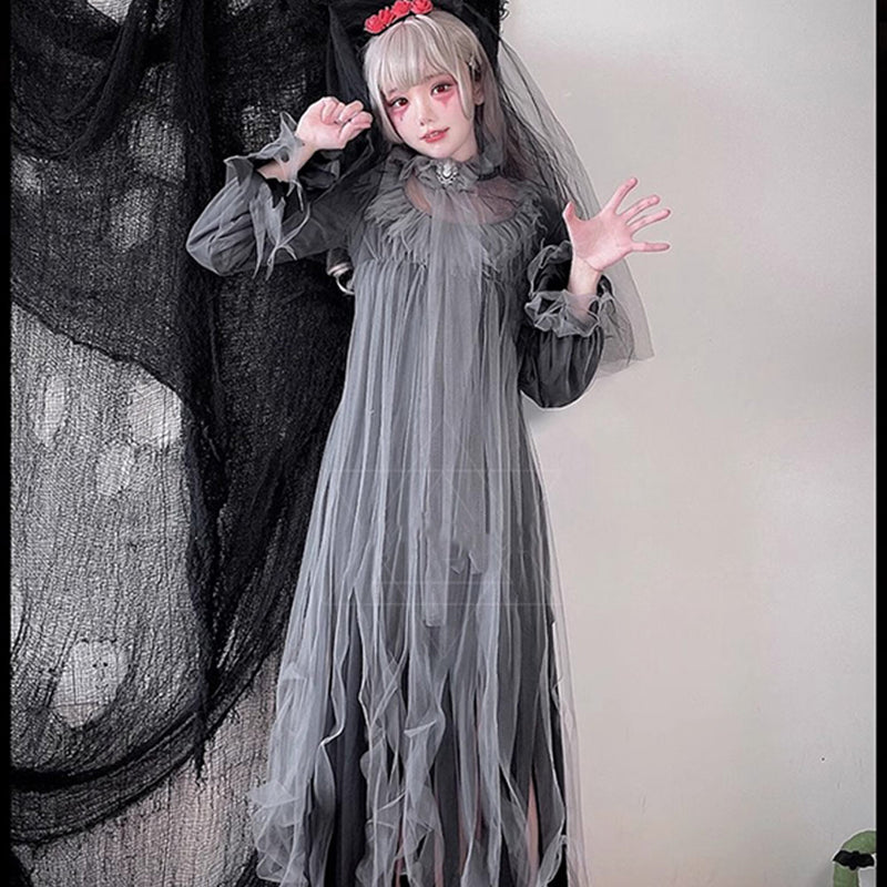 [lanzoub] Halloween Cosplay Costume Bride Zombie Costume Ladies Wedding Dress Ghosts Ghosts Witch Angels Demons Ghosts Vampires Haunted Ghosts Adult Halloween