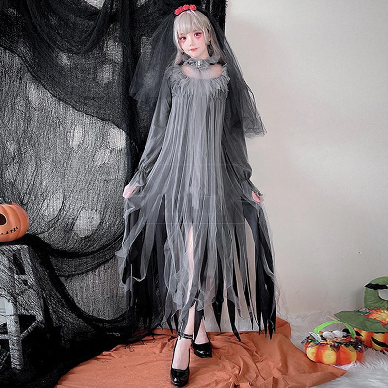 [lanzoub] Halloween Cosplay Costume Bride Zombie Costume Ladies Wedding Dress Ghosts Ghosts Witch Angels Demons Ghosts Vampires Haunted Ghosts Adult Halloween