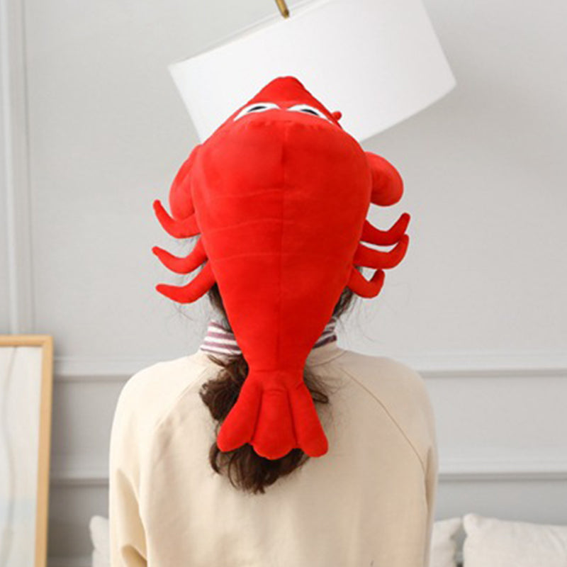 Lobster Prawn Shrimp Costume Hat Cap Plush Toy Cute Girls Earflap Cap Head Warmer Photo Props Supplies Headdress