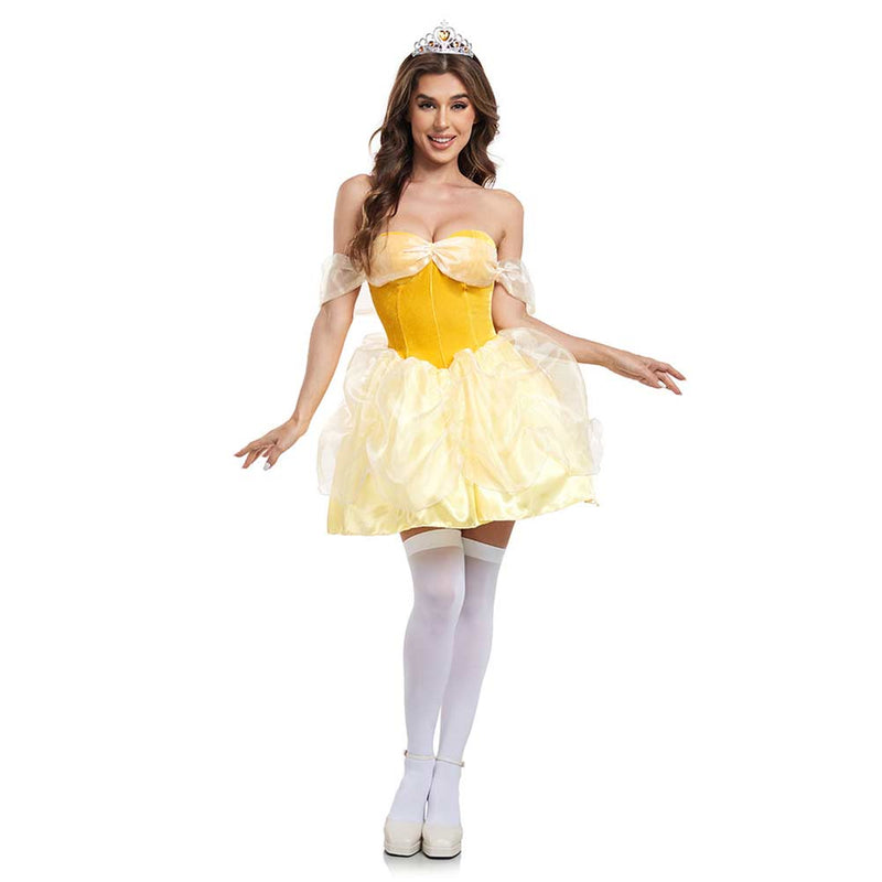 Lofeery Belle Cosplay Dress Halloween Costume Short Skirt Maid Outfit Princess Gown Suit Halloween P