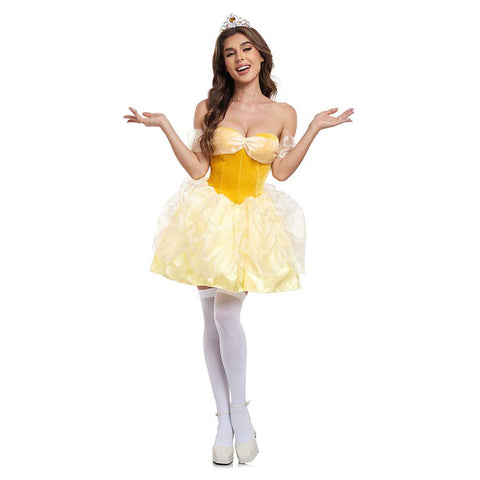 Lofeery Belle Cosplay Dress Halloween Costume Short Skirt Maid Outfit Princess Gown Suit Halloween P