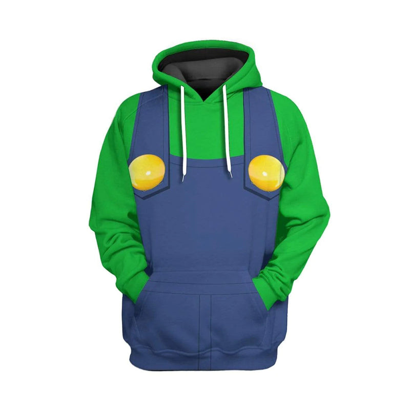 Luigi Cosplay Hoodie 3D Printed Hooded Sweatshirt Pants Print Joggers Trousers  Set