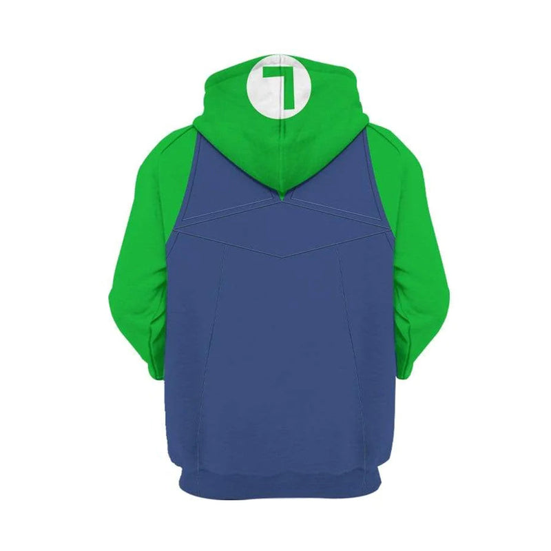 Luigi Cosplay Hoodie 3D Printed Hooded Sweatshirt Pants Print Joggers Trousers  Set