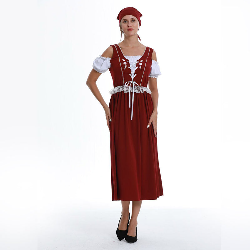 MASSWO Adult Oktoberfest Costume Women Leather Shorts Beer Festival Suit Halloween Costume (Wine,