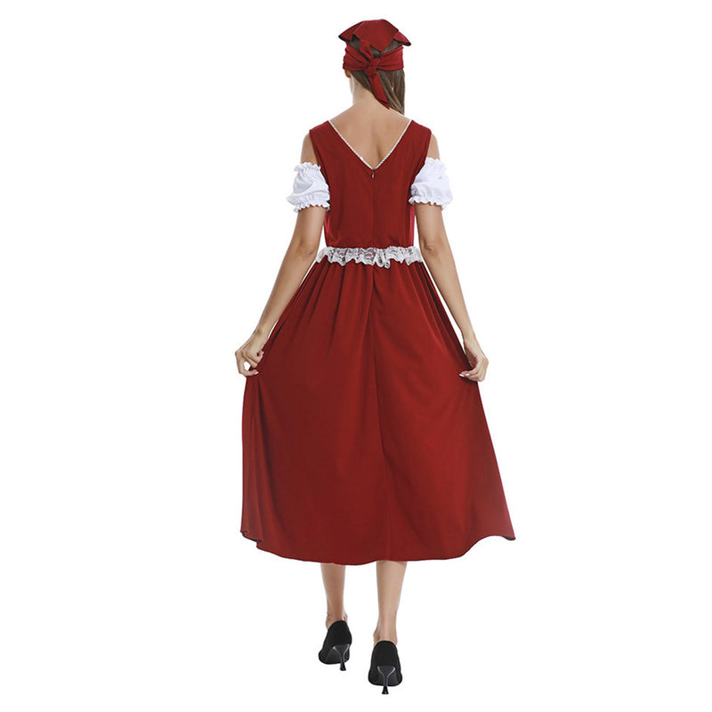 MASSWO Adult Oktoberfest Costume Women Leather Shorts Beer Festival Suit Halloween Costume (Wine,