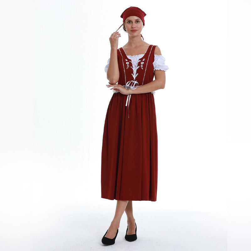 MASSWO Adult Oktoberfest Costume Women Leather Shorts Beer Festival Suit Halloween Costume (Wine,