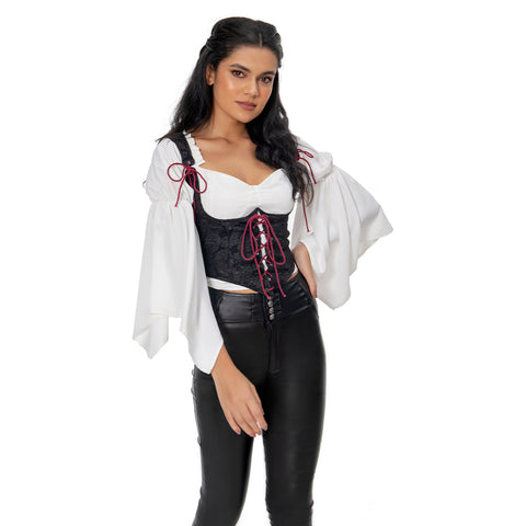 Medieval Vest Costume Women Renaissance Waistcoat Tops Black Corset Lace Up Vest  Halloween Carnival Suit