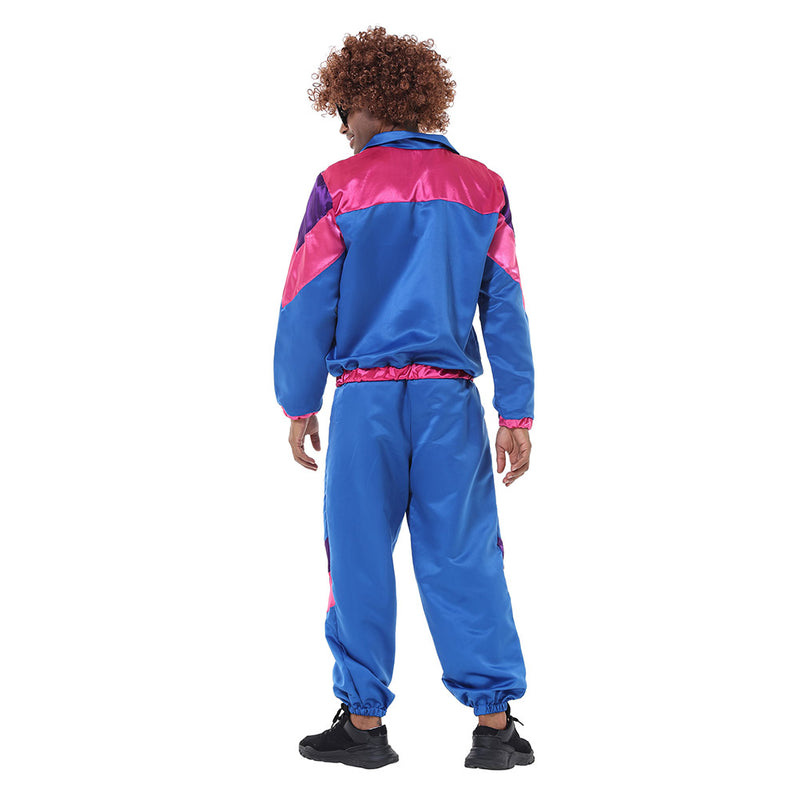 Men Retro Vintage hip-hop disco Cosplay Costume Jacket Pants Headband Sprotwear Outfits Halloween Carnival Suit