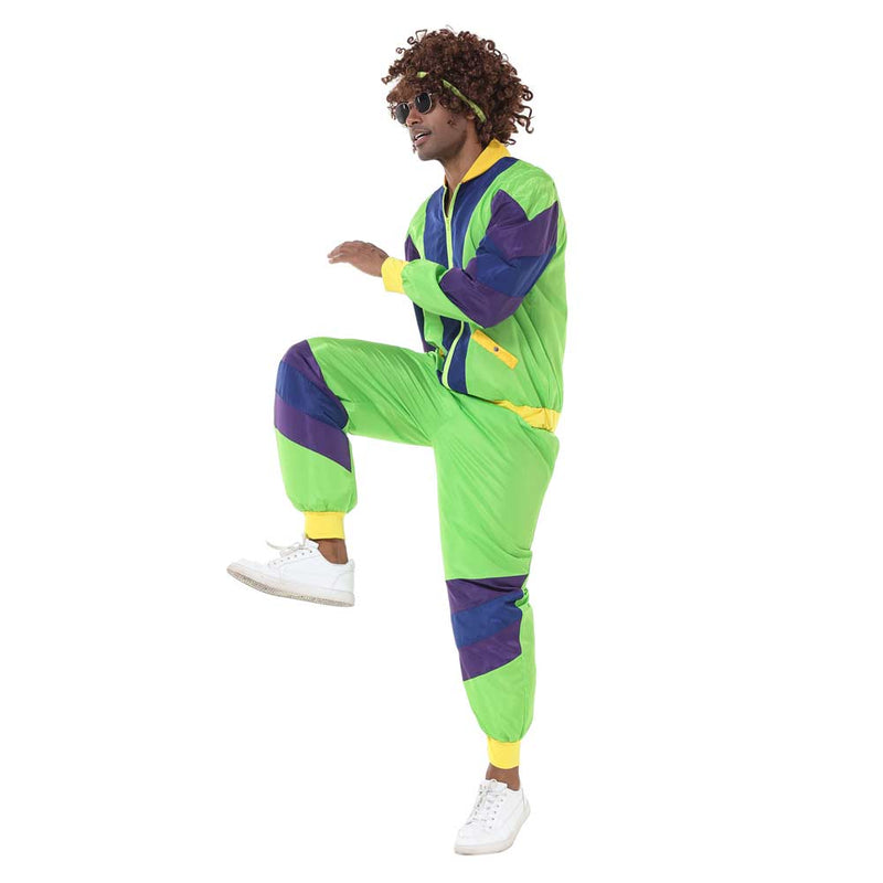 Men Retro Vintage hip-hop disco Cosplay Costume Jacket Pants Headband Sprotwear Outfits Halloween Carnival Suit