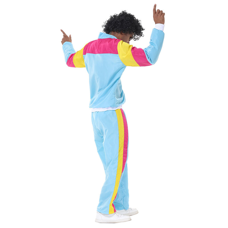 Men Retro Vintage hip-hop disco Cosplay Costume Jacket Pants Headband Sprotwear Outfits Halloween Carnival Suit