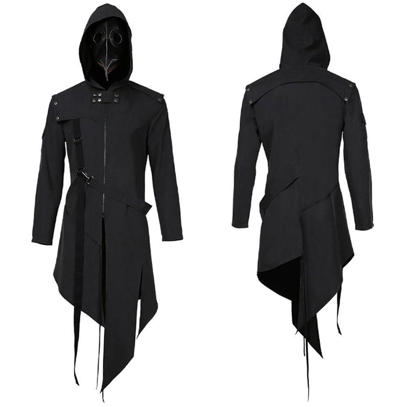 Men Steampunk Gothic Hooded Jacket Coats Halloween Carnival Suit Cosplay Costume