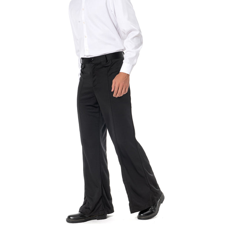 Men\'s Retro 70S Disco Fever Black Flared Pants Adult Vintage Trousers Bell Bottoms (Medium, Black)