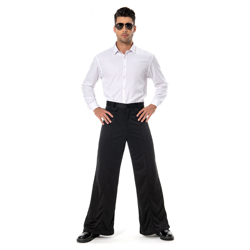 Men\'s Retro 70S Disco Fever Black Flared Pants Adult Vintage Trousers Bell Bottoms (Medium, Black)