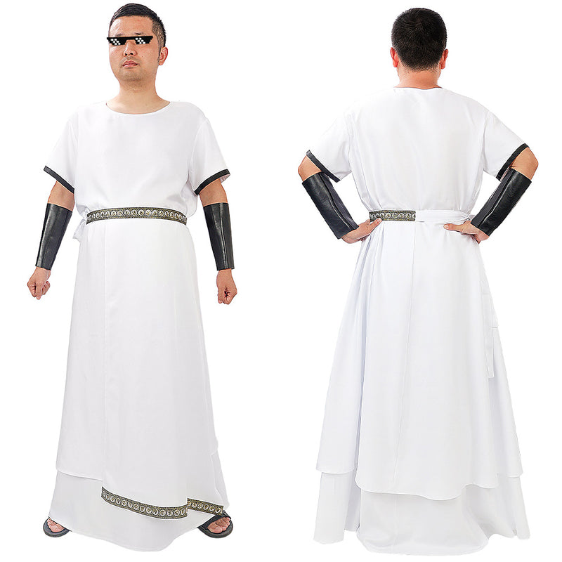 Men‘s White Greek Robe Cosplay Costume Outfits Halloween Carnival Party Suit