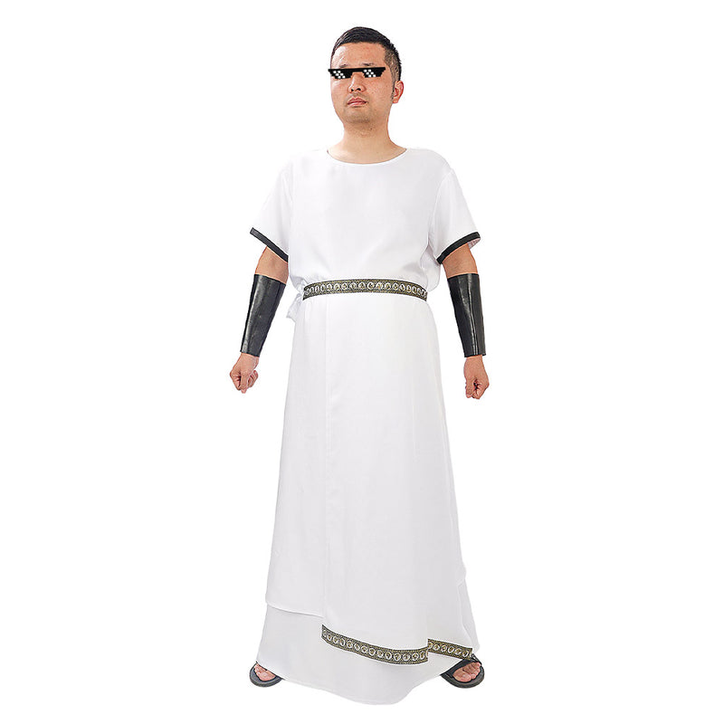 Men‘s White Greek Robe Cosplay Costume Outfits Halloween Carnival Party Suit