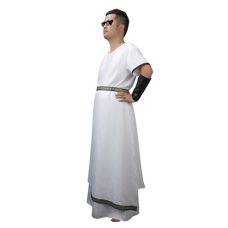 Men‘s White Greek Robe Cosplay Costume Outfits Halloween Carnival Party Suit