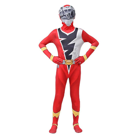 VeeGet Mighty Morphin Power Rangers Master Red Kids Kyoryu Sentai Zyuranger Cosplay Costume Jumpsuit Fancy Outfit Halloween Carnival Suit