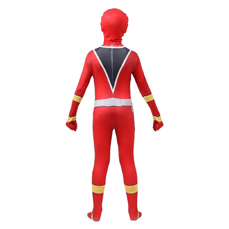 VeeGet Mighty Morphin Power Rangers Master Red Kids Kyoryu Sentai Zyuranger Cosplay Costume Jumpsuit Fancy Outfit Halloween Carnival Suit BoysKidsCostume