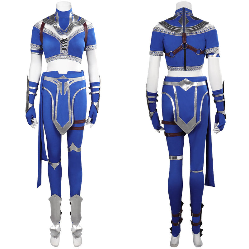 VeeGet Mortal Kombat Kitana Blue Female Fighter Suit Carnival Halloween Costume