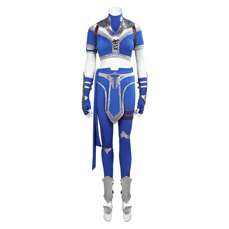 VeeGet Mortal Kombat Kitana Blue Female Fighter Suit Carnival Halloween Costume