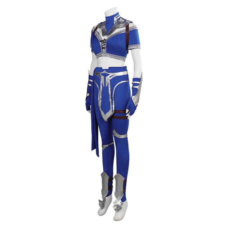 VeeGet Mortal Kombat Kitana Blue Female Fighter Suit Carnival Halloween Costume