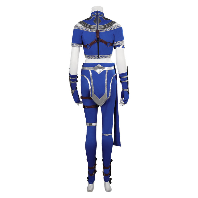 VeeGet Mortal Kombat Kitana Blue Female Fighter Suit Carnival Halloween Costume