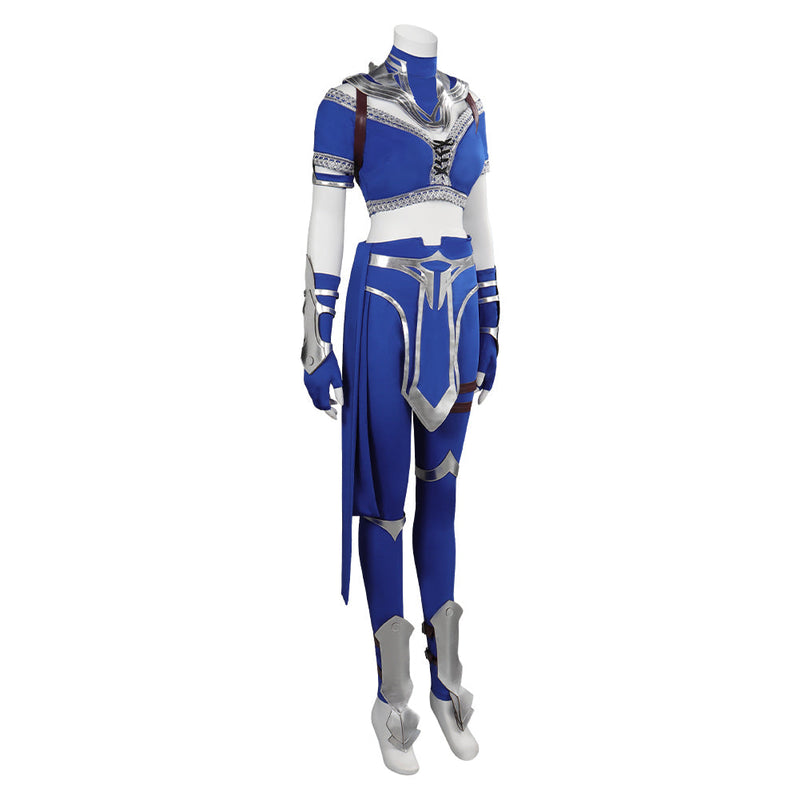 VeeGet Mortal Kombat Kitana Blue Female Fighter Suit Carnival Halloween Costume