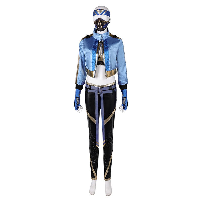 Mortal Kombat Kitana Blue set Cosplay Costume Outfits Halloween Carnival Suit cos