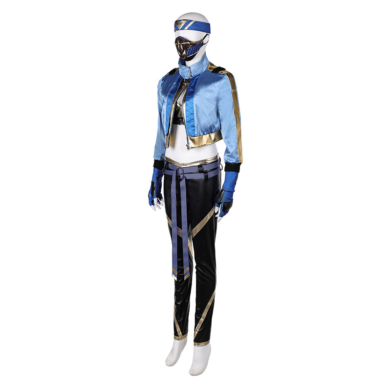 Mortal Kombat Kitana Blue set Cosplay Costume Outfits Halloween Carnival Suit cos