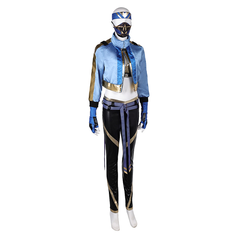 Mortal Kombat Kitana Blue set Cosplay Costume Outfits Halloween Carnival Suit cos