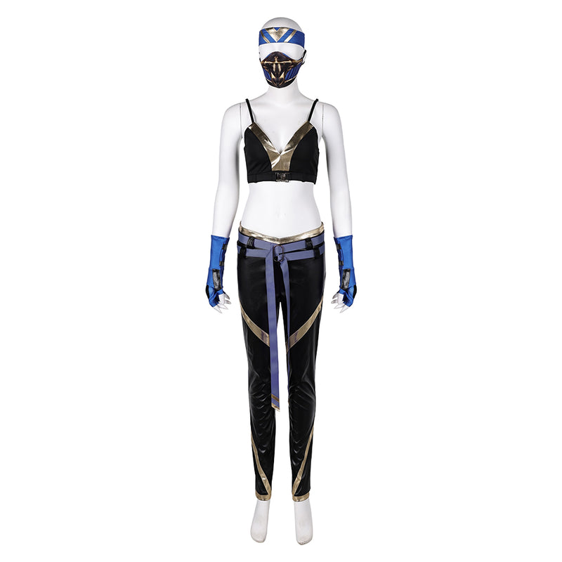 Mortal Kombat Kitana Blue set Cosplay Costume Outfits Halloween Carnival Suit cos