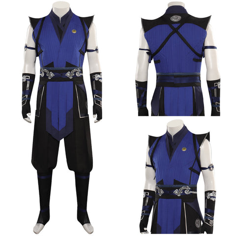 VeeGet Mortal Kombat Sub-Zero Blue Top Pants Mask Full Costumes for Carnival Halloween Costume