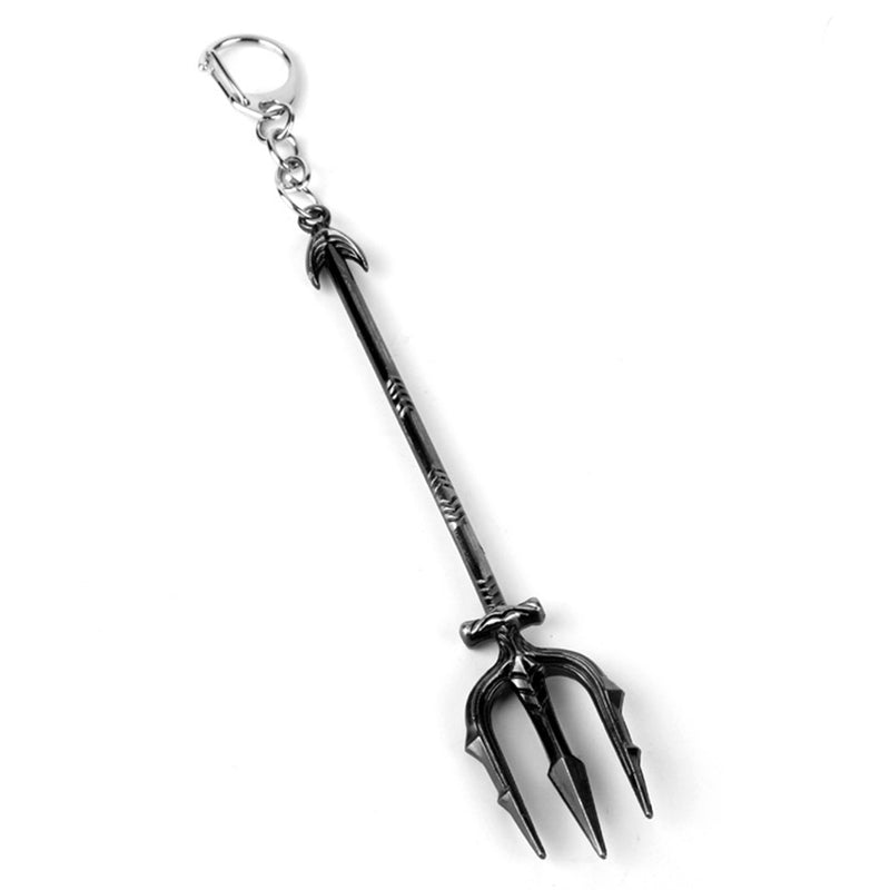 Movie Aquaman Trident Keychain Cosplay Weapon Prop Zinc Alloy Key chain Car Keyring Souvenir Model Toy