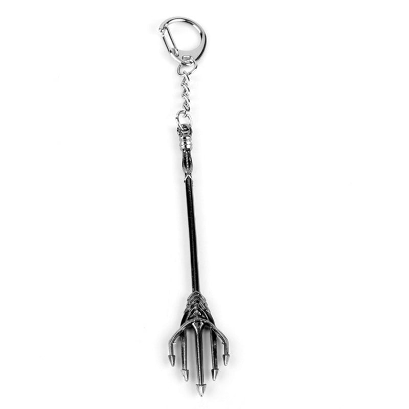 Movie Aquaman Trident Keychain Cosplay Weapon Prop Zinc Alloy Key chain Car Keyring Souvenir Model Toy