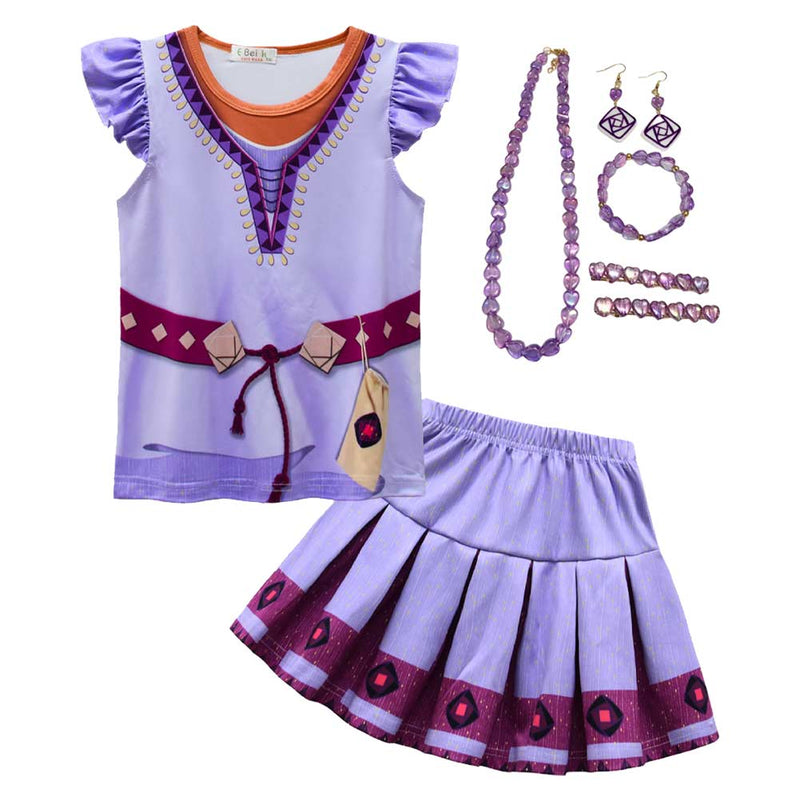 VeeGet Asha Kids Girls Cosplay Dress Outfits Halloween Carnival Costume